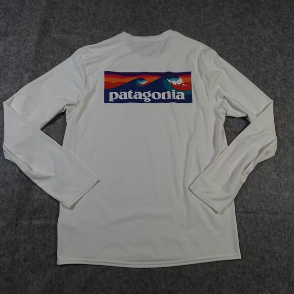Patagonia Shirt Mens Small Capilene Cool Daily Graphic Short Sleeve UPF White - Picture 1 of 8